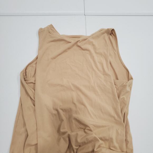 Cuyana Dress Womens Large Beige Tank Maxi Sleeveless Side Slit Pima Modal Knit - Picture 4 of 10